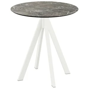 Koop Online Infinity terrastafel wit frame + Galaxy Marble HPL tafelblad tafelblad Ø70cm