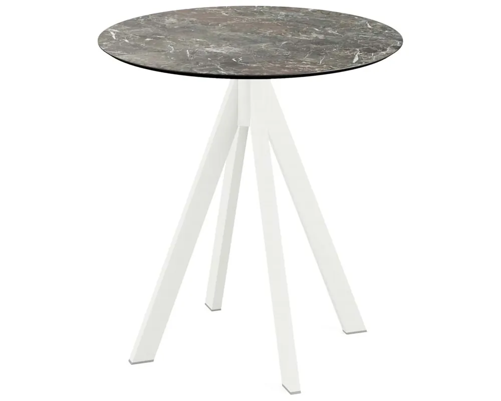 Koop Online Infinity terrastafel wit frame + Galaxy Marble HPL tafelblad tafelblad Ø70cm