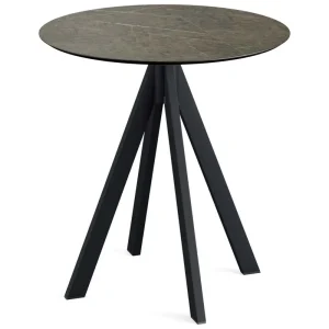 Direct Verzonden Infinity terrastafel zwart frame + Midnight Marble HPL tafelblad tafelblad Ø70cm