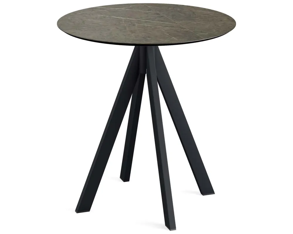 Direct Verzonden Infinity terrastafel zwart frame + Midnight Marble HPL tafelblad tafelblad Ø70cm