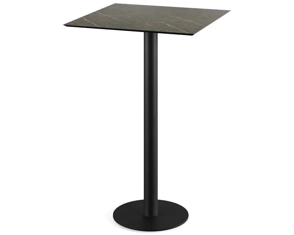 Goedkoop Urban statafel zwart frame + Midnight Marble HPL tafelblad 70x70cm