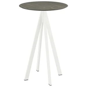 Koop Online Infinity statafel wit frame + Midnight Marble HPL tafelblad Ø70cm