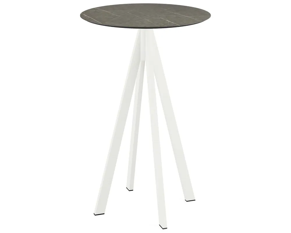 Koop Online Infinity statafel wit frame + Midnight Marble HPL tafelblad Ø70cm