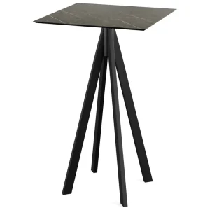Infinity statafel zwart frame + Midnight Marble HPL tafelblad 70x70cm Alleen Vandaag