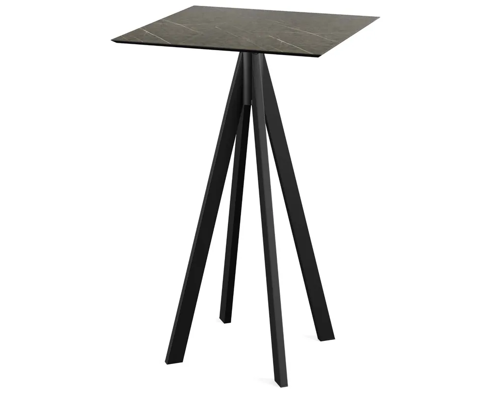 Infinity statafel zwart frame + Midnight Marble HPL tafelblad 70x70cm Alleen Vandaag