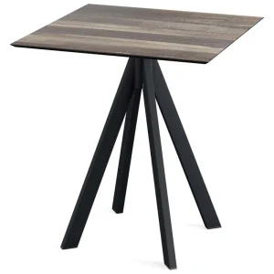 Snelle Levering Infinity terrastafel zwart frame + Tropical Wood HPL tafelblad tafelblad 70x70cm