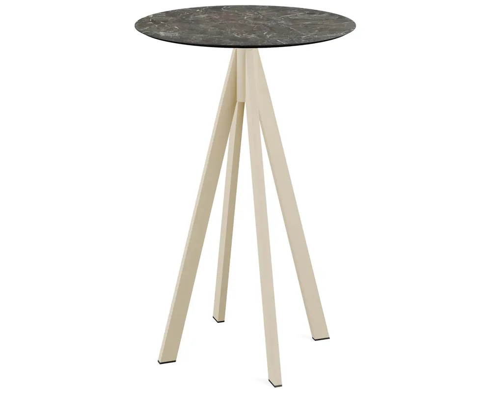 Infinity statafel zand frame + Galaxy Marble HPL tafelblad Ø70cm Favoriet