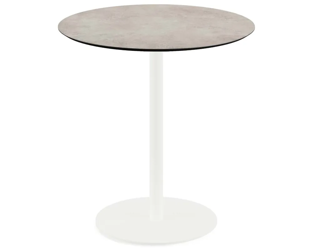 Voordeelprijs Urban terrastafel wit frame + Moonstone HPL tafelblad Ø70cm