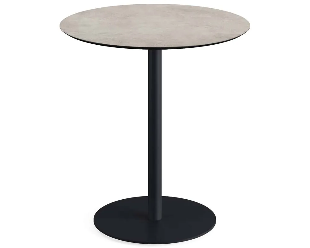 Fabrieksprijs Urban terrastafel zwart frame + Moonstone HPL tafelblad Ø70cm