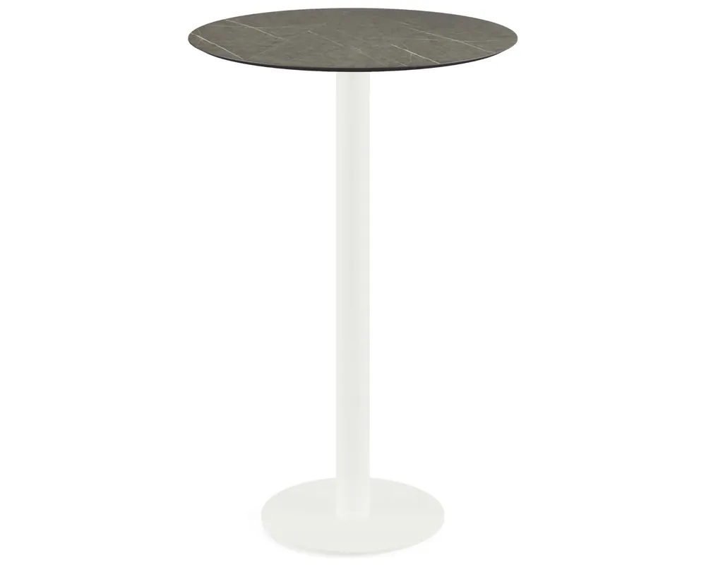 Finale Uitverkoop Urban statafel wit frame + Midnight Marble HPL tafelblad Ø70cm