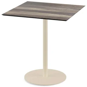 Exclusieve Aanbieding Urban terrastafel zand frame + Tropical Wood HPL tafelblad 70x70cm