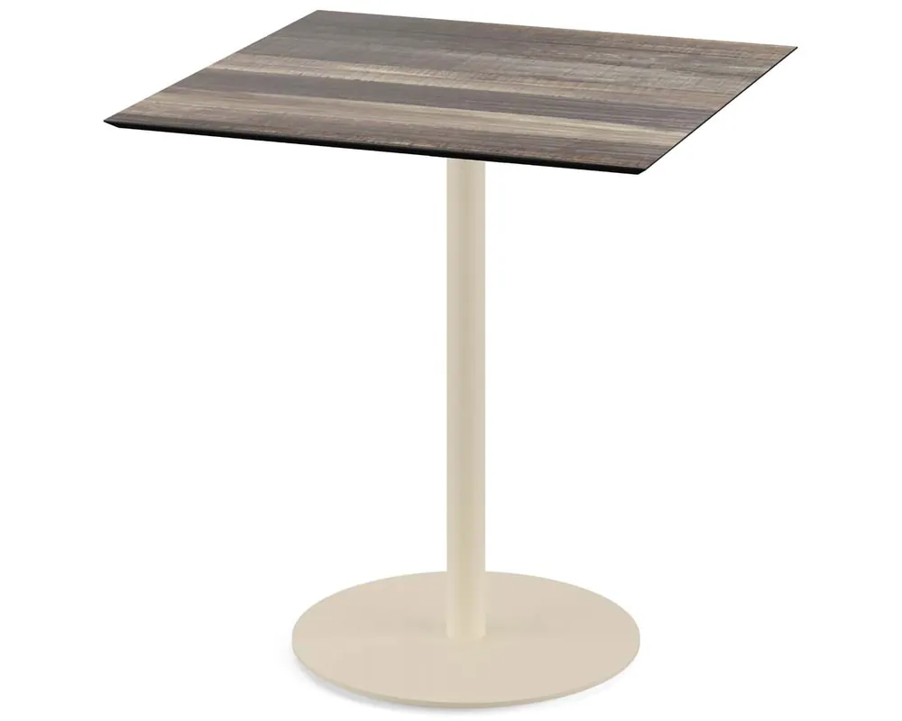 Exclusieve Aanbieding Urban terrastafel zand frame + Tropical Wood HPL tafelblad 70x70cm