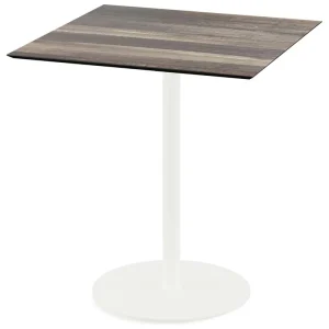 Alleen Vandaag Urban terrastafel wit frame + Tropical Wood HPL tafelblad 70x70cm