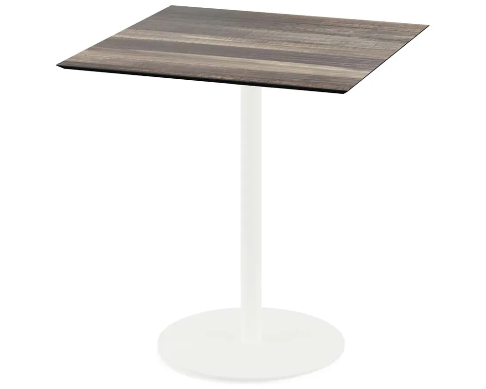Alleen Vandaag Urban terrastafel wit frame + Tropical Wood HPL tafelblad 70x70cm