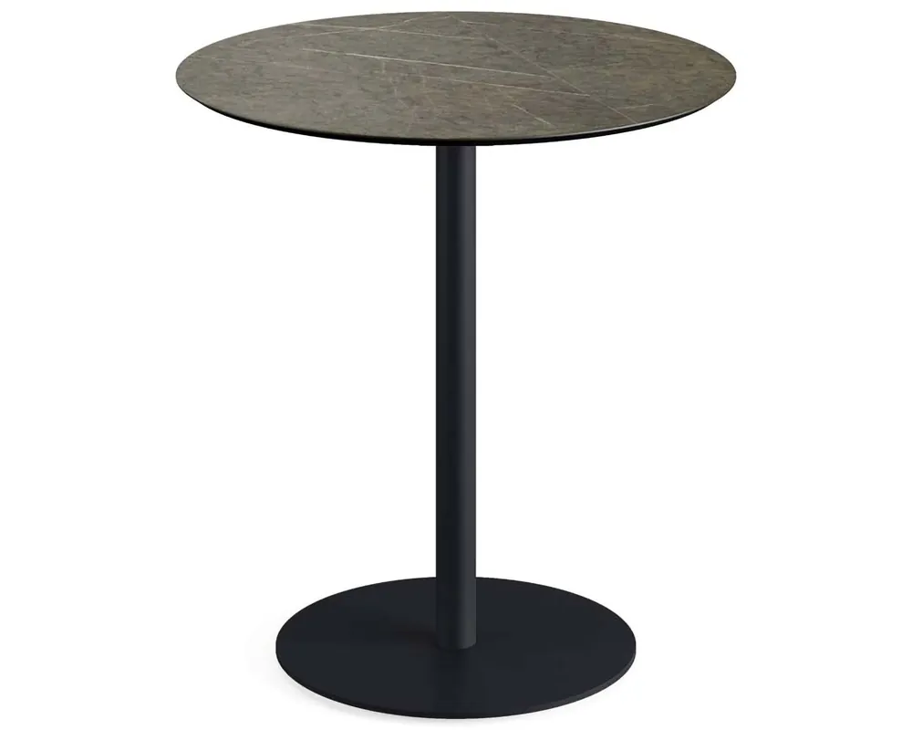 Urban terrastafel zwart frame + Midnight Marble HPL tafelblad Ø70cm Dagaanbieding