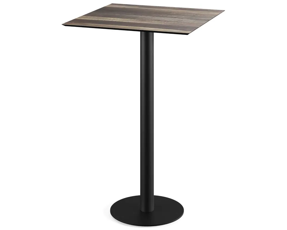 Urban statafel zwart frame + Tropical Wood HPL tafelblad 70x70cm Aanbieding