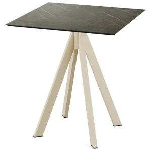 Infinity terrastafel zand frame + Midnight Marble HPL tafelblad tafelblad 70x70cm Betrouwbaar