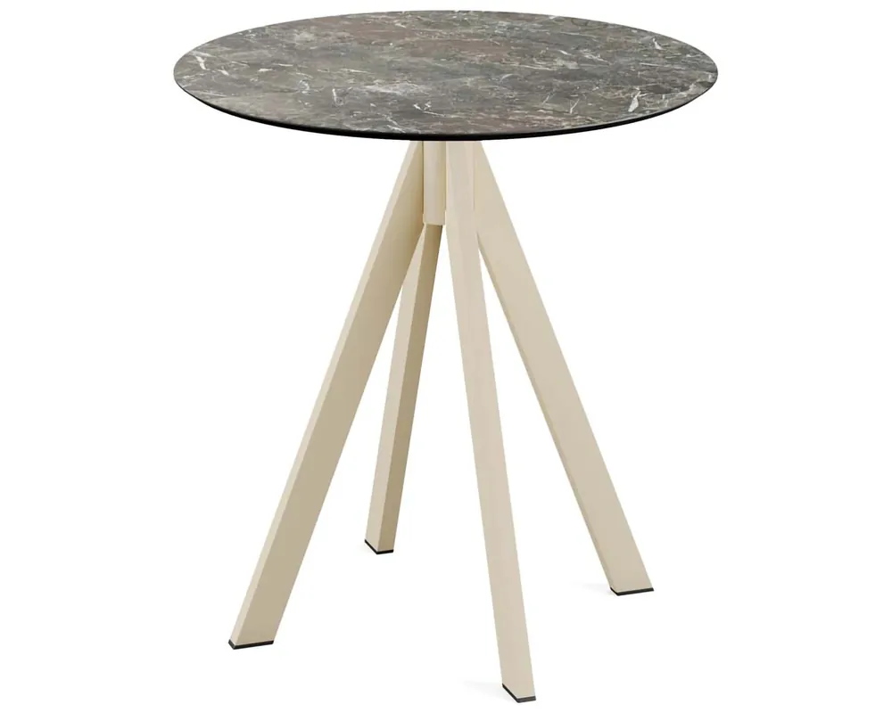 Bestel Nu Infinity terrastafel zand frame + Galaxy Marble HPL tafelblad tafelblad Ø70cm
