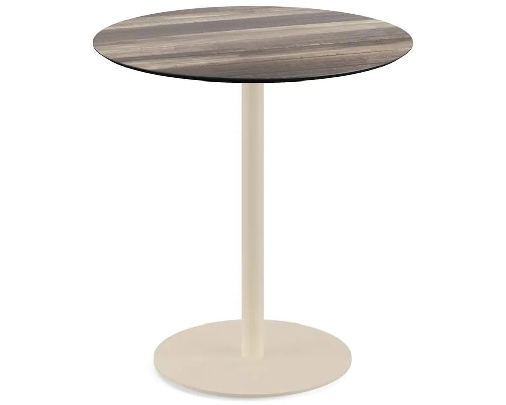 Rechtstreeks Van De Fabrikant Urban terrastafel zand frame + Tropical Wood HPL tafelblad Ø70cm