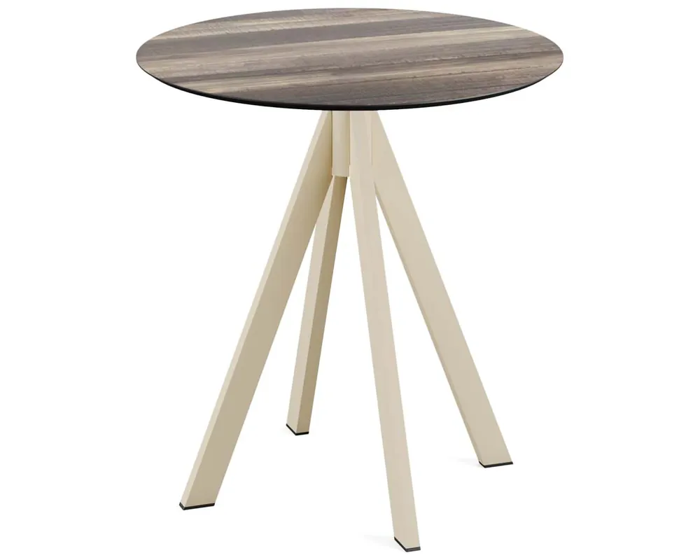 Infinity terrastafel zand frame + Tropical Wood HPL tafelblad tafelblad Ø70cm Dagaanbieding