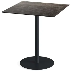 Urban terrastafel zwart frame + Riverwashed Wood HPL tafelblad 70x70cm Op = Op