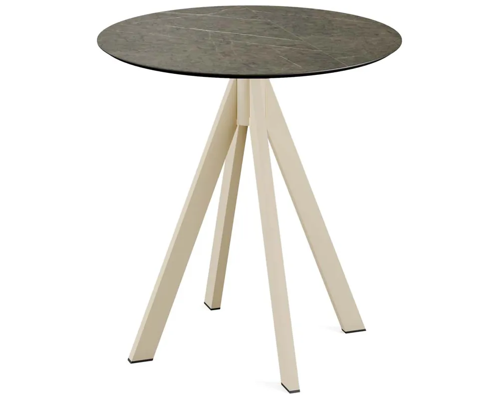 Favoriet Infinity terrastafel zand frame + Midnight Marble HPL tafelblad tafelblad Ø70cm