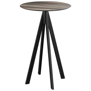 Dagaanbieding Infinity statafel zwart frame + Tropical Wood HPL tafelblad Ø70cm