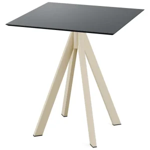 Infinity terrastafel zand frame + Zwart HPL tafelblad tafelblad 70x70cm Snelle Levering