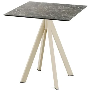 Infinity terrastafel zand frame + Galaxy Marble HPL tafelblad tafelblad 70x70cm Koopje