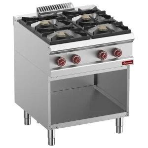 Gasfornuis met 4 branders en open kast - 700x700x(h)920mm Gereduceerde Prijs