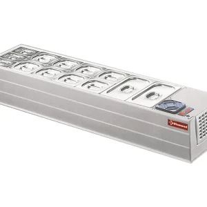 Lage Kosten Gekoelde opzetstruktuur gastronorm 7 GN 1/3 h 150 mm - 1550x410x(h)220mm