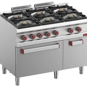 Hoge Kwaliteit Gasfornuis 6 branders - Elektrische convectieoven 1/1GN - Neutrale kast