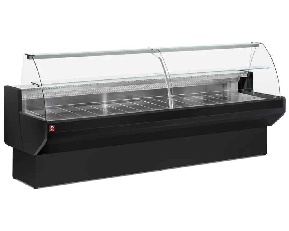 Express Levering Koeltoonbank geforceerd met gebogen ruit - Met reserve - 3000x910x(h)1280mm