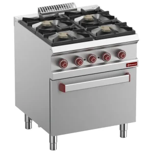 Gasfornuis 4 branders - Elektrische convectieoven 1/1GN - 2.6kW Seizoensaanbieding