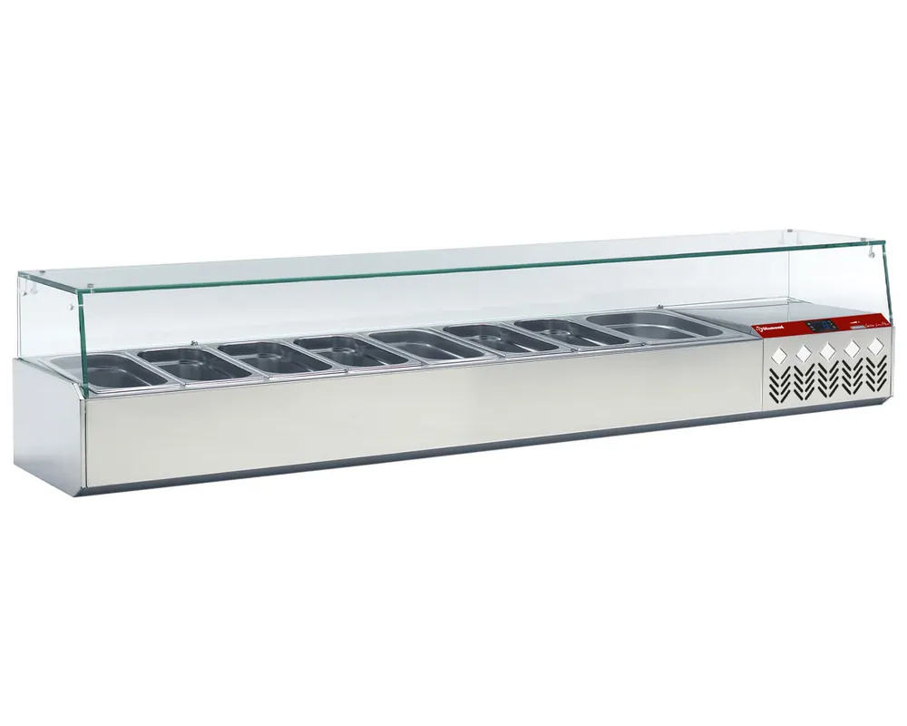 Finale Uitverkoop Opzetkoelvitrine 8x1/3 + 1x1/9GN - 2020x384x(h)401mm