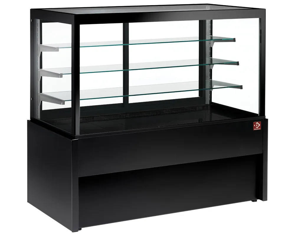 Snelle Levering Verwarmde vitrine zwart 4 niveaus - 1200x780x(h)1380mm