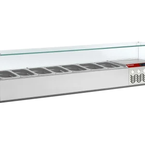 Fabrieksprijs Opzetkoelvitrine 6x 1/4 + 1x1/9GN - 1610x384x(h)401mm