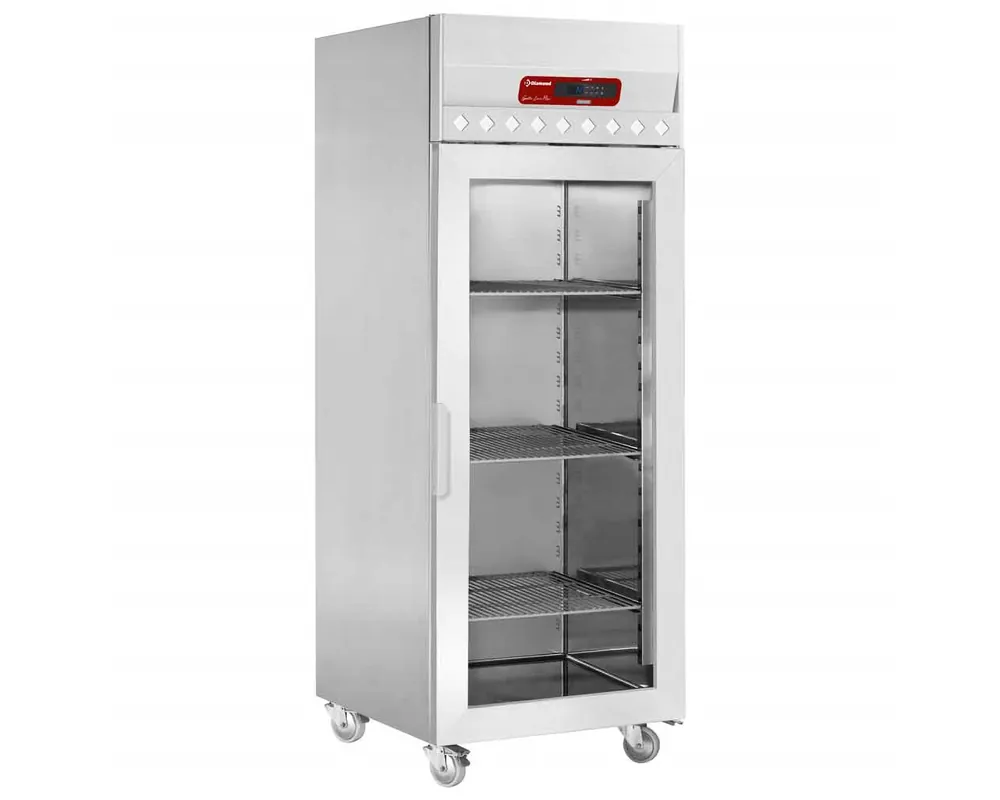 Vrieskast geventileerd 700 liter, 1 glazen deur GN 2/1, op wielen - 693x856x(h)2145mm Hete Deal
