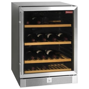 Wijnkast vitrine, geventileerd, roestvrijstalen deur, 106 Lt., ZWART - 380x647x(h)865mm Lage Prijs