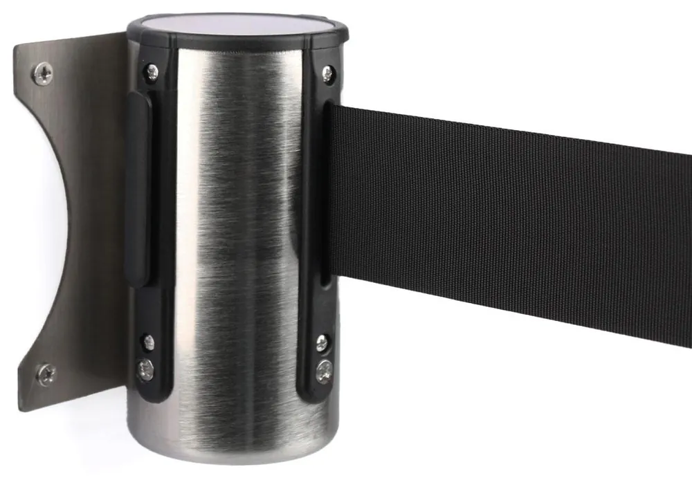 Wandsysteem met trekband chroom geborsteld - Trekband zwart Op = Op