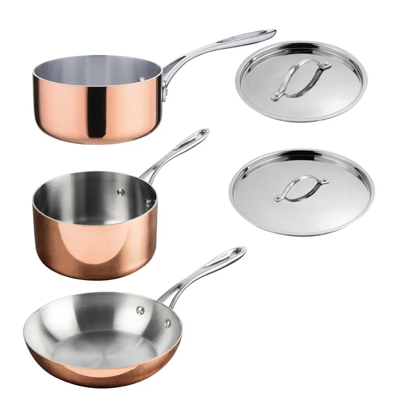 Aanbieding Vogue cook like a pro 3-delige driewandige koperen pannenset