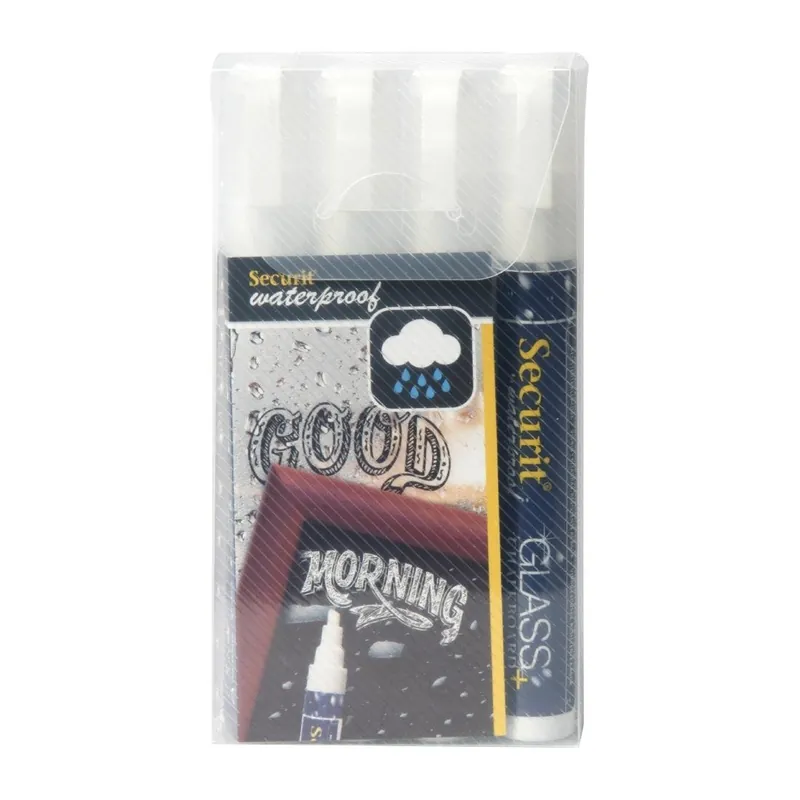 Securit Watervaste krijtstift (Glas + Krijtbord) in wit met 2-6mm penpunt (doos 4) Alleen Vandaag