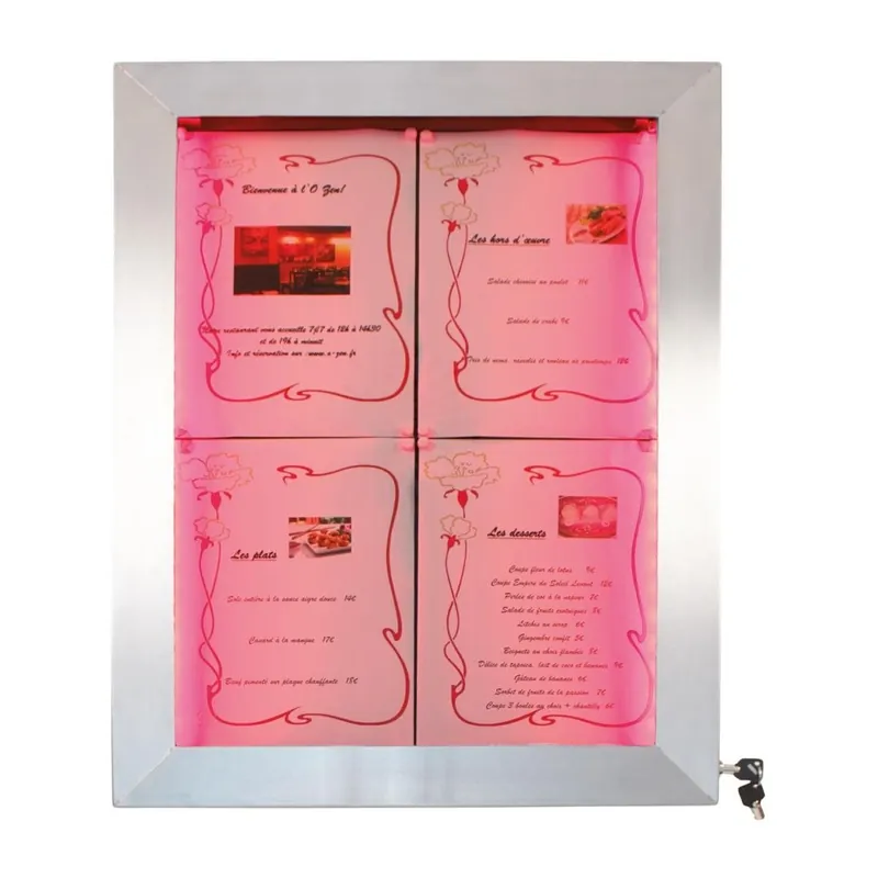 Betrouwbaar Securit RVS Gekleurde LED's 4xA4 informatiedisplay (excl paal en voet)