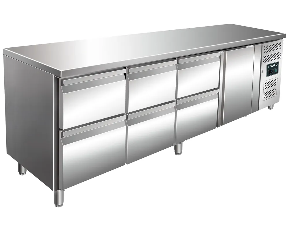 Speciale Aanbieding Koelwerkbank 1 deur + 3x2 lades - 2230x700x(h)890-950mm