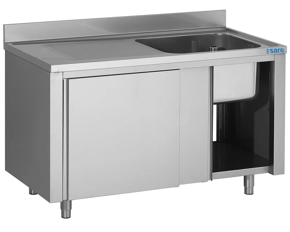 Spoelkast met spatrand - Spoelbak rechts - 1400x700x(h)850mm Op = Op