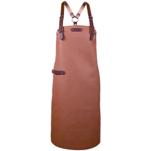 Actieprijs Leren schort met schouderbanden - 74cm lengte - Cognac