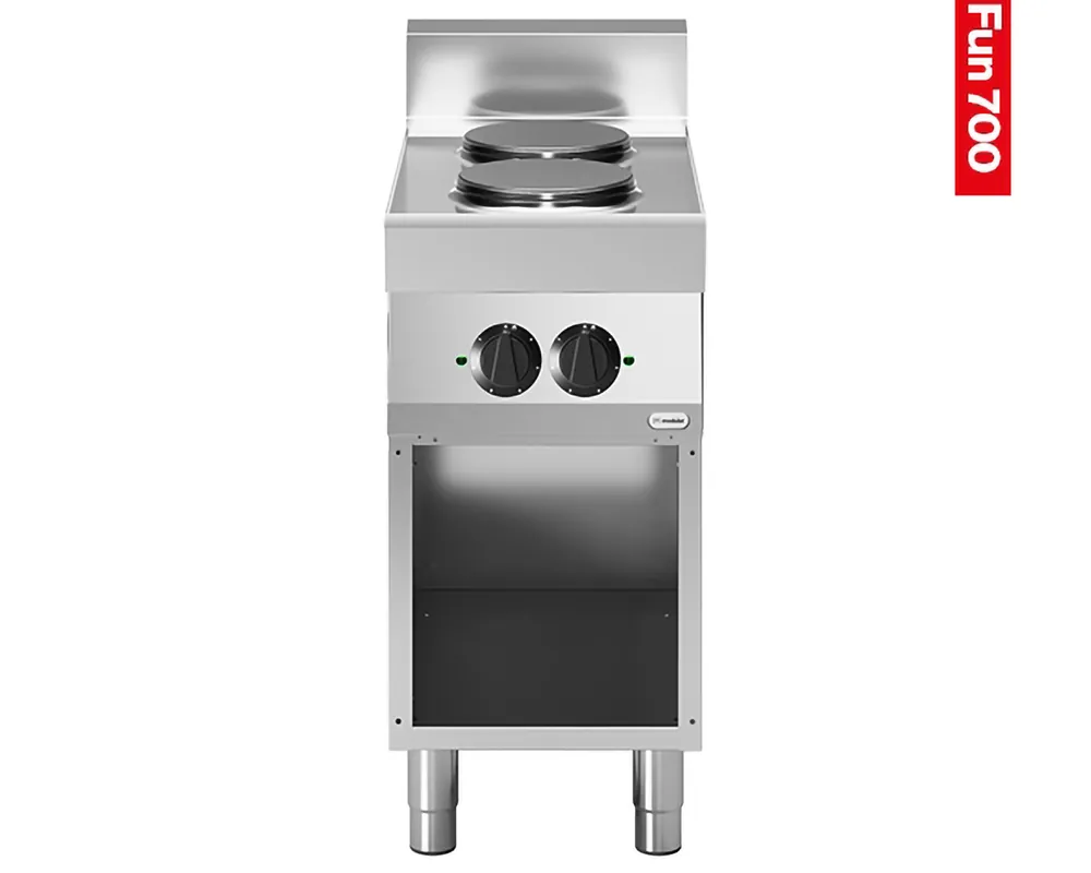 Elektrisch fornuis Modular - Open onderkast - 2 kookzones 400V - 70x40x99cm Exclusieve Aanbieding