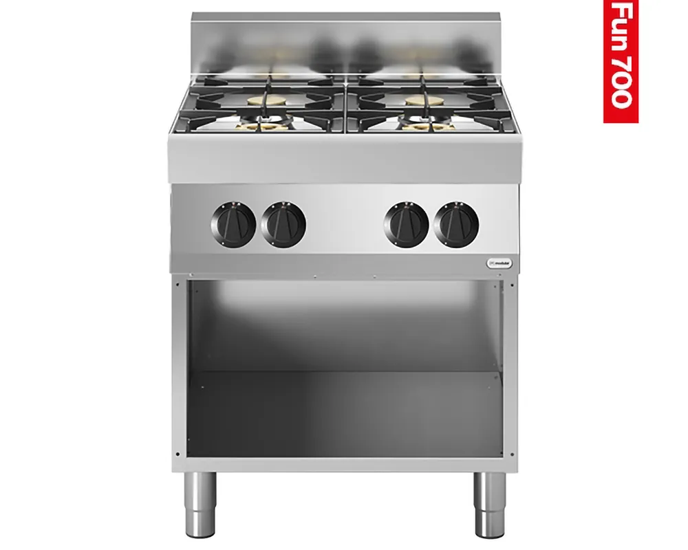 Gereduceerde Prijs Gasfornuis 4-pits Modular - Open onderstel - Aardgas - 70x70x99cm