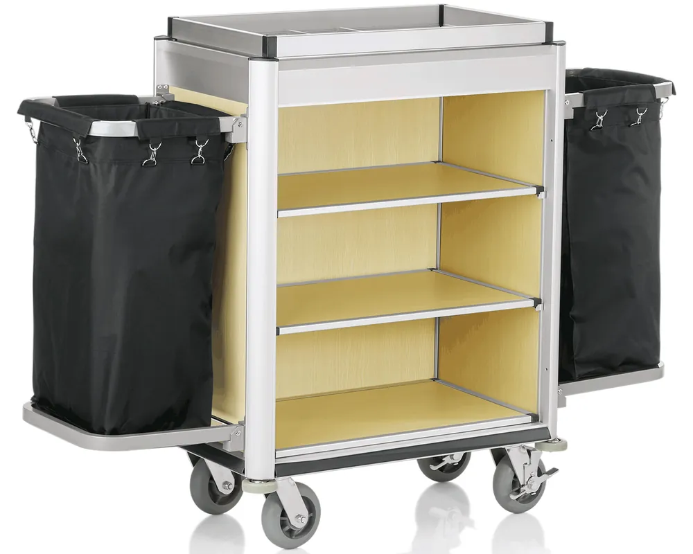 Bestel Nu Huishoudwagen - aluminium en MDF houtlook - 41 kg