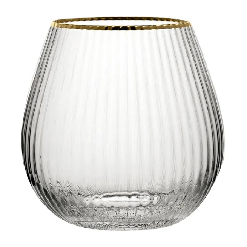 Beperkte Voorraad Utopia Hayworth Stemless Gin glazen met gouden rand, 650 ml (pak van 6)